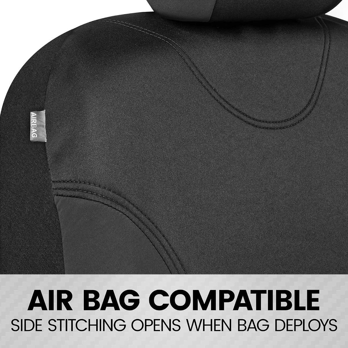 BDK Black Car Seat Covers Full Set - Universal Fit Matching Set Seat Covers for Trucks & Car Seat Protector for SUV - Front Seats, Rear Back Bench, & Headrest Seat Covers for Cars Interior Covers