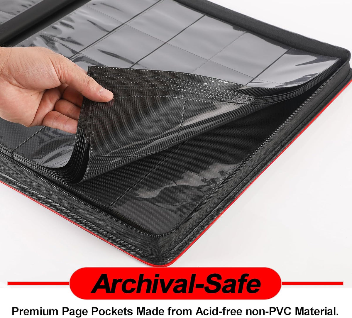 Premium 2000 Pocket Card Binder - Ringless Trading Card Album Fits 2000 Cards | Classic Red