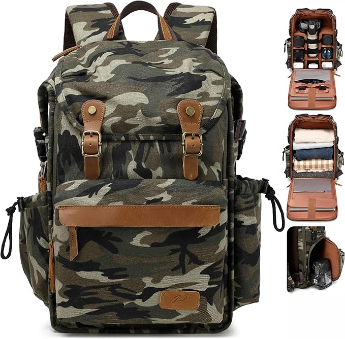 Padwa Lifestyle Camouflage Canvas Camera Backpack