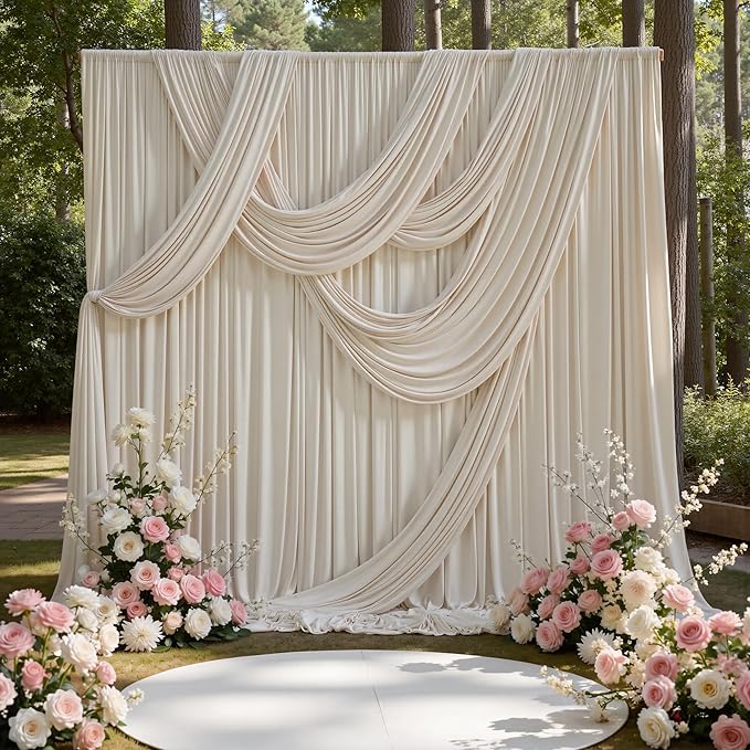 50ft x 15ft Beige Backdrop Curtains