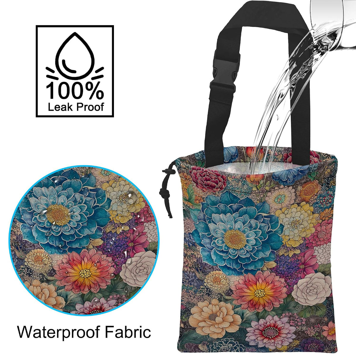 Car Trash Bag Hanging Blooming Flowers Car Trash Can Waterproof Garbage Bag Hanging for Car Back Seat