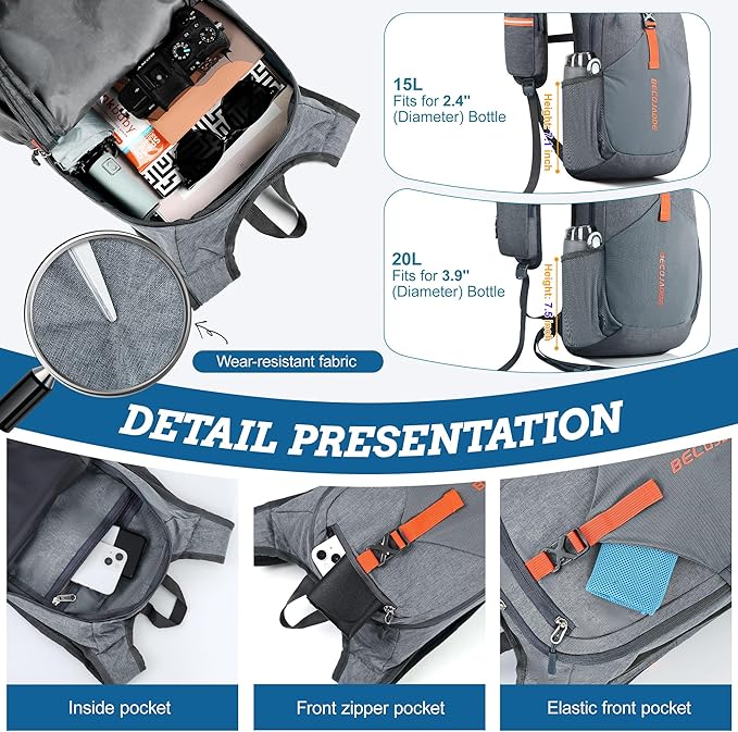 BECOJADDE 15L Small Hiking Backpack