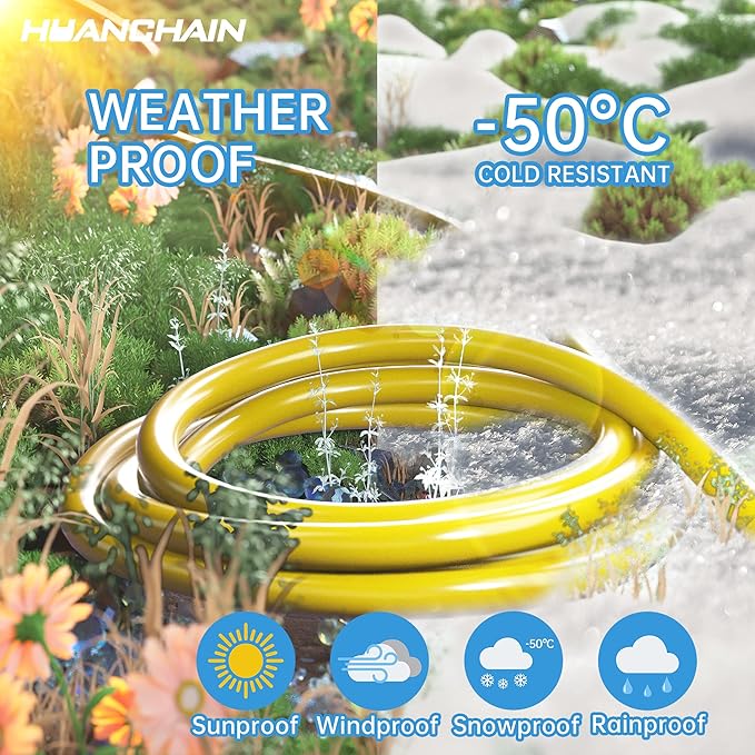 HUANCHAIN Outdoor Extension Cord 75 Foot Waterproof, 16/3 Gauge Flexible Cold-Resistant Appliance Extension Cable Outside, 10A 1250W 16AWG SJTW, 3 Prong Electric Cord Yellow, ETL