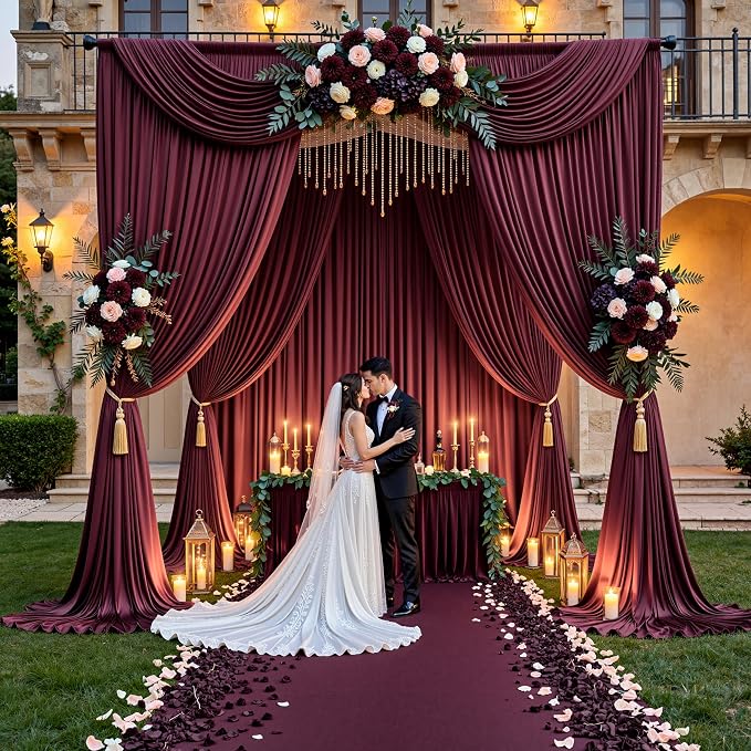 20ft x 15ft Burgundy Backdrop Curtains