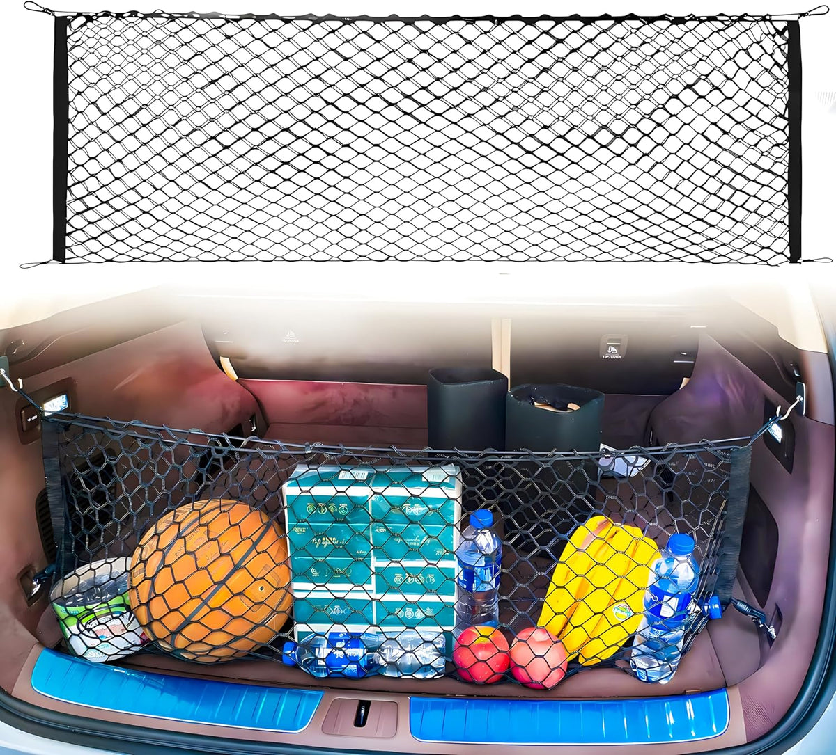Trunk Cargo Net Compatible with 2020-2025 Cadillac XT6, Black Nylon, Hook Fastener