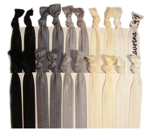 Hair Ties Ponytail Holders - 20 Pack - Black Ombre No Crease Ouchless Elastic Styling Accessories Pony Tail Holder Ribbon Bands