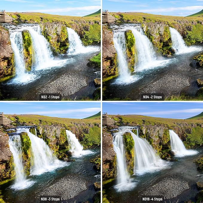 NEEWER Fixed ND Filter Kit 58mm ND2 ND4 ND8 ND16 Neutral Density Filter and