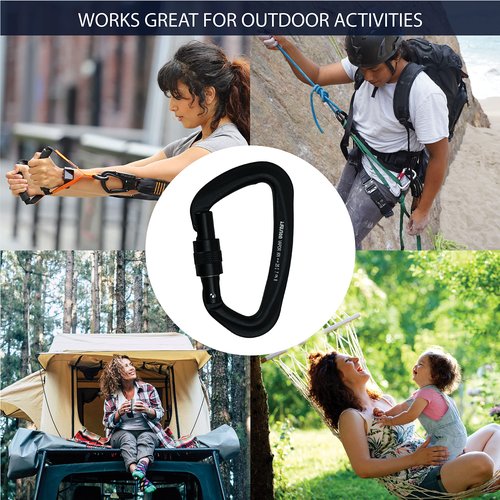 FUSION Climb Vapor III Military Tactical Matte Edition Aluminum Straight Gate Key Nose Modified D Carabiner Black, Hunting Carabiner (FP-8122-3ST-BLK) (Screw gate)