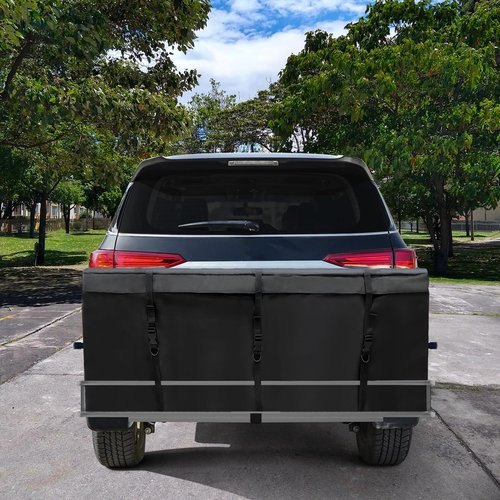 MDSTOP Hitch Cargo Carrier Bag, Waterproof Cargo Bag, 12.5 Cu Ft 53"x20"x20" Rainproof Vehicle Soft-Shell Carriers, with 8 Reinforced Straps for Vans Truck Pickup (Black, 12.5 cu. ft 53"x20"x20")