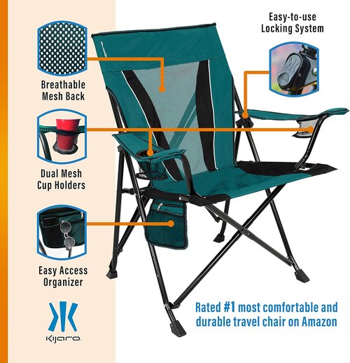 Kijaro XXL Dual Lock Portable Camping Chair - Supports Up to 400lbs | Versatile Folding Outdoor Chair
