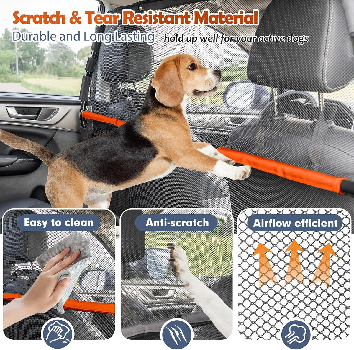 Dog Car Barrier for Back Seat & Trunk - 56" Wide for Large SUVs and Cars