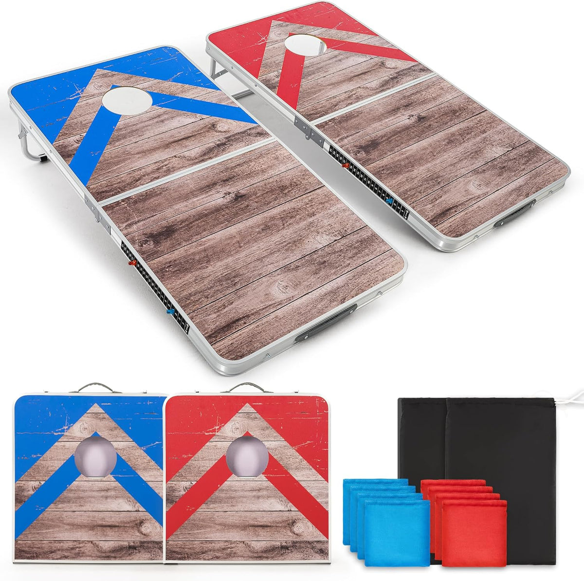 Ropoda Cornhole Board Set - Regulation Size 4x2 FT | Lightweight Aluminum Edging for Outdoor Fun
