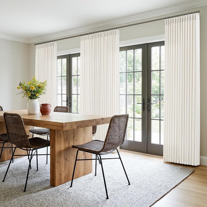 Natural Linen Pinch Pleated 84 Inch Long Curtains 4 Panels Set
