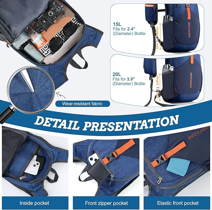 BECOJADDE 15L Small Hiking Backpack