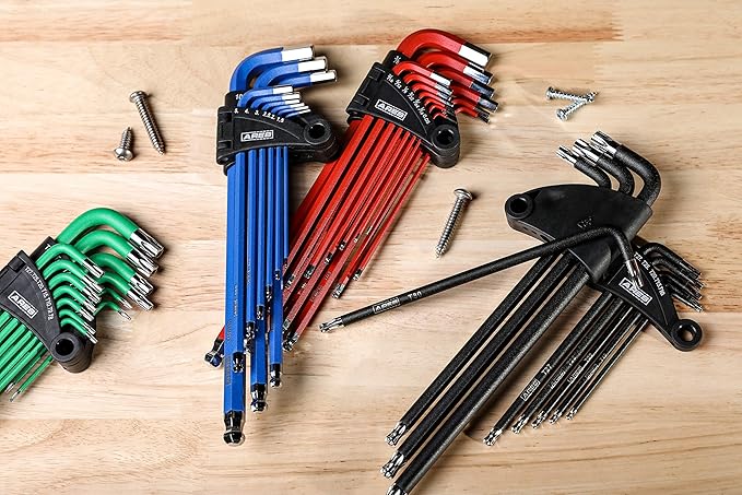 ARES 70257 - Extra Long Ball End Torx L-Key Set - 9-Piece Set Includes Sizes T10-T50 - Anti-Slip Textured Black Coating & Premium S2 Steel Construction - Storage Case Included