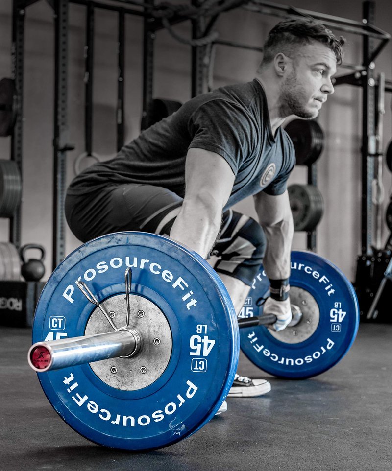 ProsourceFit Competition Color Training Bumper Plates, Rubber with Steel Insert, 25lb, Calibrated for Strength Exercise and Cross Conditioning, Power Lifting, Weighted Workouts