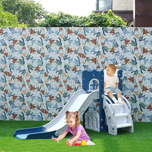 LulliSpace 6-in-1 Toddler Slide - Indoor/Outdoor Climber with Storage, Telescope & Basketball Hoop | Blue