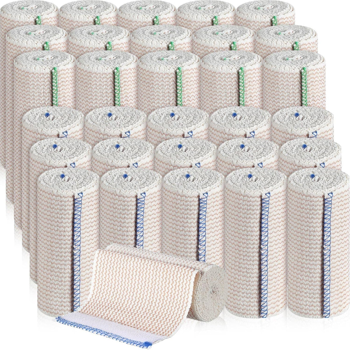 Skiennix Elastic Bandage Wrap - 30 Pcs Compression Wraps for Sports Injuries | Washable & Reusable (4" & 6" Width)