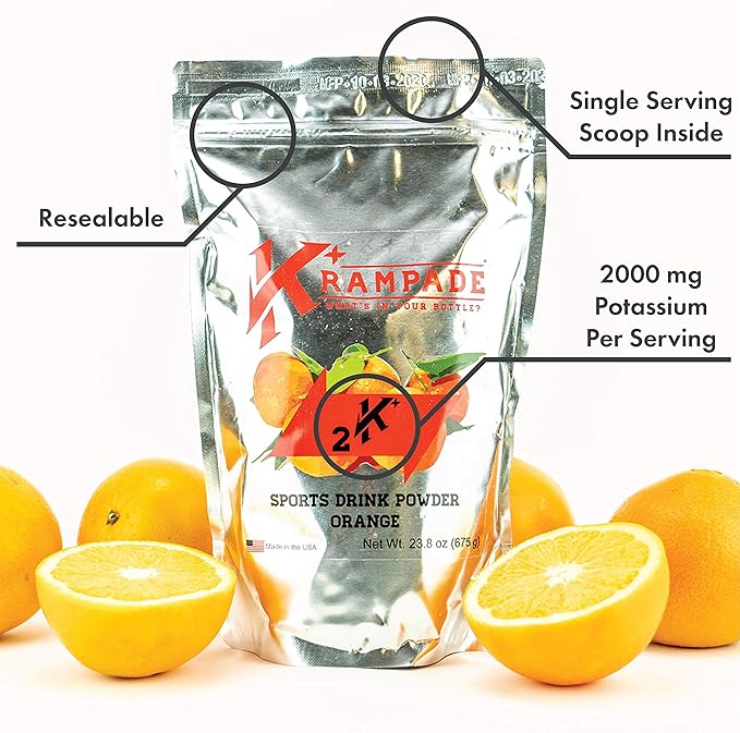 Electrolytes Powder Potassium Supplement - 2000 mg K+, >2X More Than Coconut Water | Cramp Relief and Prevention | Hydration Powder