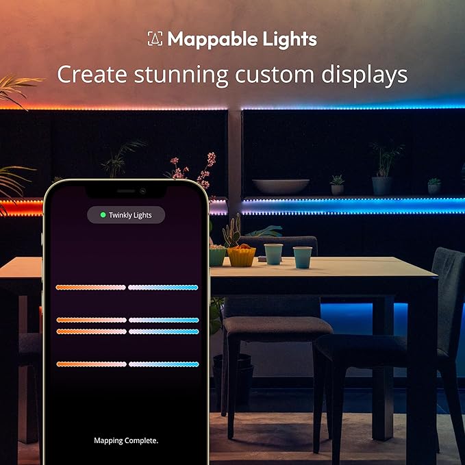 Twinkly Line – Extension Kit App-Controlled Adhesive + Magnetic LED Light Strip with RGB (16 Million Colors) LEDs. Extendable. 5 feet. Black Strip. Indoor Smart Home Decoration Light