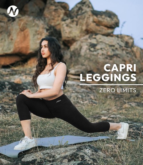 Nirlon Women's High Waist Capri Leggings - 3/4 Length Yoga Pants for Ultimate Comfort