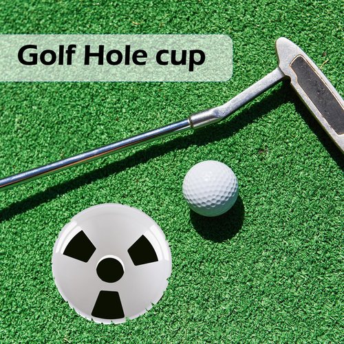 4PCS White Golf Hole Cups, 3.9" Depth & 4.3" Diameter, ABS Plastic Putting Green Cups with Drain Holes for Outdoor Backyard Practice