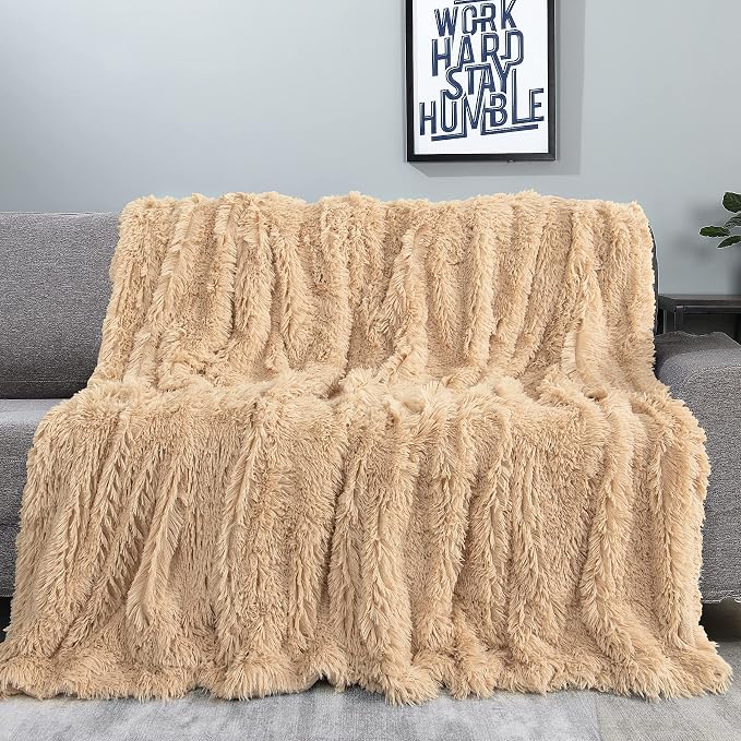 Tuddrom Decorative Extra Soft Faux Fur Blanket Twin Size 70" x 78", Solid