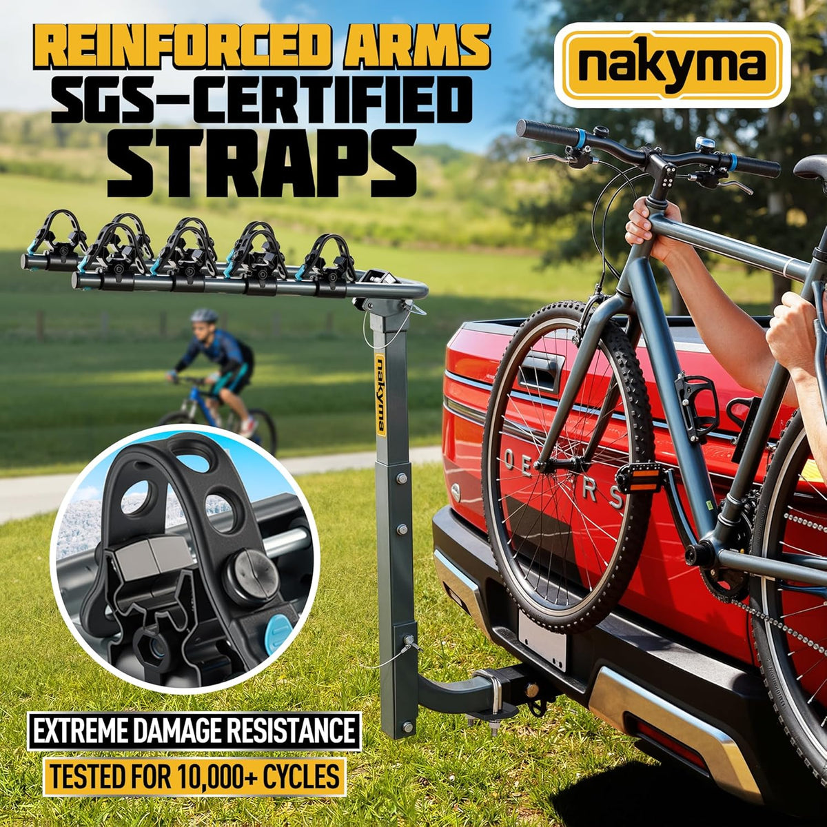Upgraded Hitch Bike Rack - 4-Bike Carrier for Car, SUV, Truck & RV | 240LBS Max Load, High-Strength Double Arms