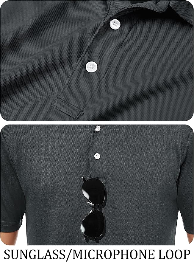 TACVASEN Mens Golf Shirt Dry Fit Mens Polo Shirts Short Sleeve Performance Golf Polos for Men with Collar Work Shirts