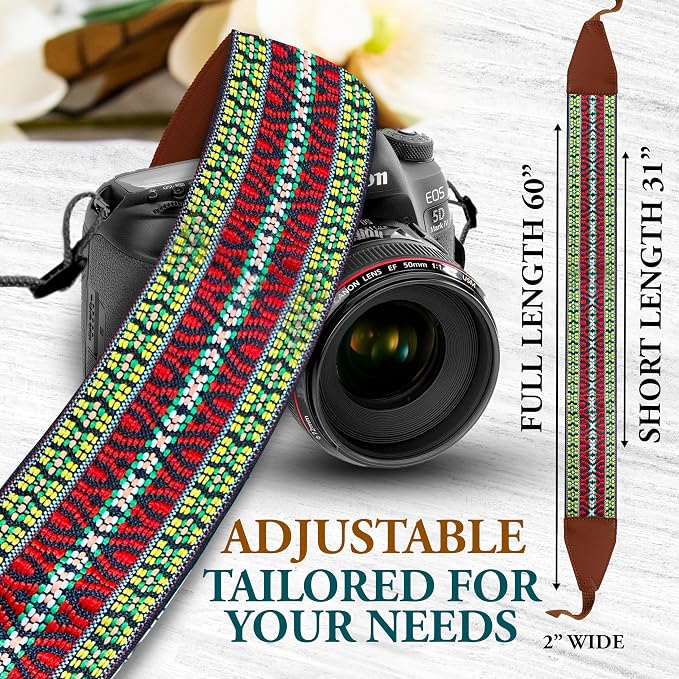 Art Tribute Custom Camera Strap California Weave- Add Your Text and We Make It