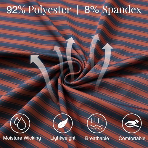 M MAELREG Golf Shirts for Men - Short Sleeve Performance Polo | Moisture-Wicking Striped Design