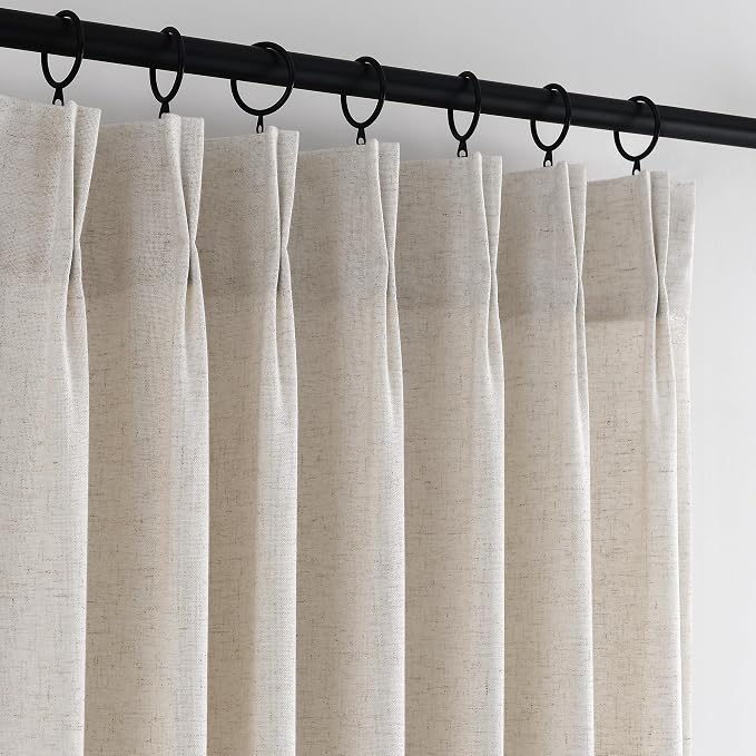 Memory Trained Pinch Pleated Curtains 100 Inches Long, Viral Linen Pinch Pleat