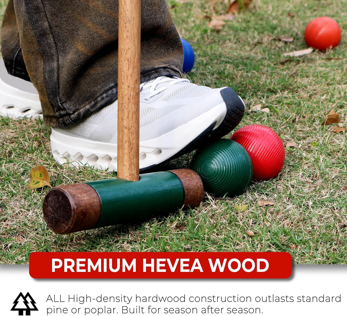 Sport Beats Croquet Set - Six Player Rubberwood Mallets, 32 Inch, Carry Case Included | Perfect for Outdoor Fun