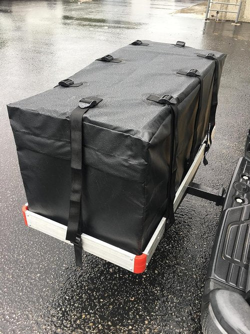 MaxxHaul Soft Shell Cargo Carrier Bag - Heavy Duty, Water Resistant, 47" x 20" x 20", Black with Tie Down Straps