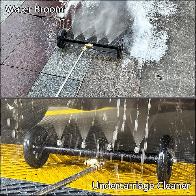 Tool Daily Dual-Function Undercarriage Cleaner,Surface Cleaner for Pressure Washer, 16 Inch, Underbody Car Wash Water Broom with 3 Pieces Extension Wand, 4000 PSI