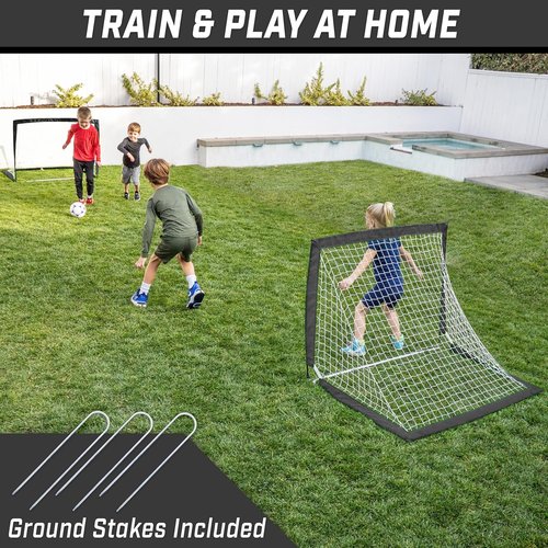 GoSports Portable Soccer Goals for Kids - 4 x 3 ft | Set of 2 Team Tone Pop-Up Nets in 13 Colors