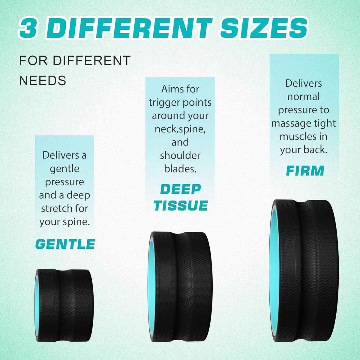 Skiennix Yoga Wheel - 3 Pack Back Roller for Pain Relief & Deep Tissue Massage | Ideal for Stretching