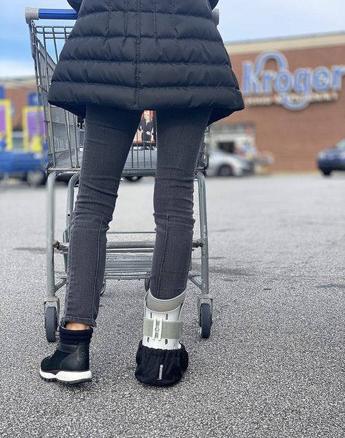 MyShoeCovers Fracture Walking Boot Cover - Durable Black Design, Large Size