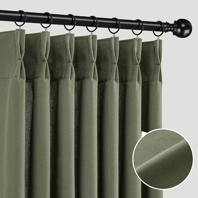 Memory Trained Pinch Pleated Curtains 90 Inches Long, Linen Pinch Pleat Sheer