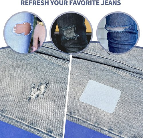 KING MOUNTAIN Iron-On Repair Patches - 20 Pack Denim Patches for Jeans | 3" x 4.25", 100% Cotton