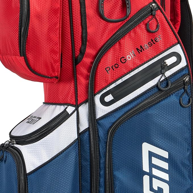PGM Golf Cart Bag with 14 Way Organizer Divider Top, Premium Cart Bag with Handles and Rain Cover for Men