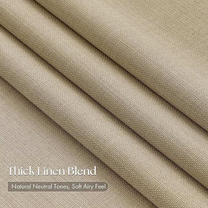 Tan Pinch Pleated Bedroom Curtains 96 Inches Long 4 Panels Set, Memory Trained