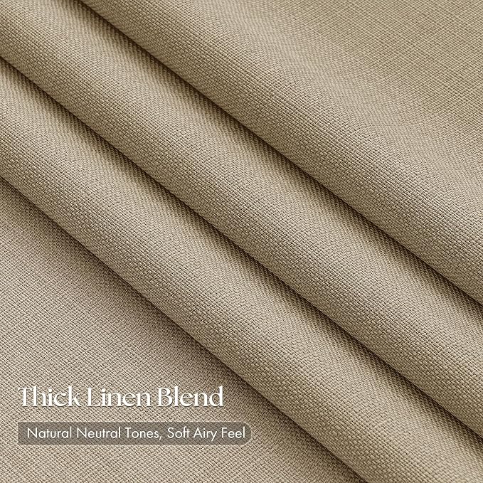 Burlywood Birch Linen Semi Sheer 112 Inch Curtains