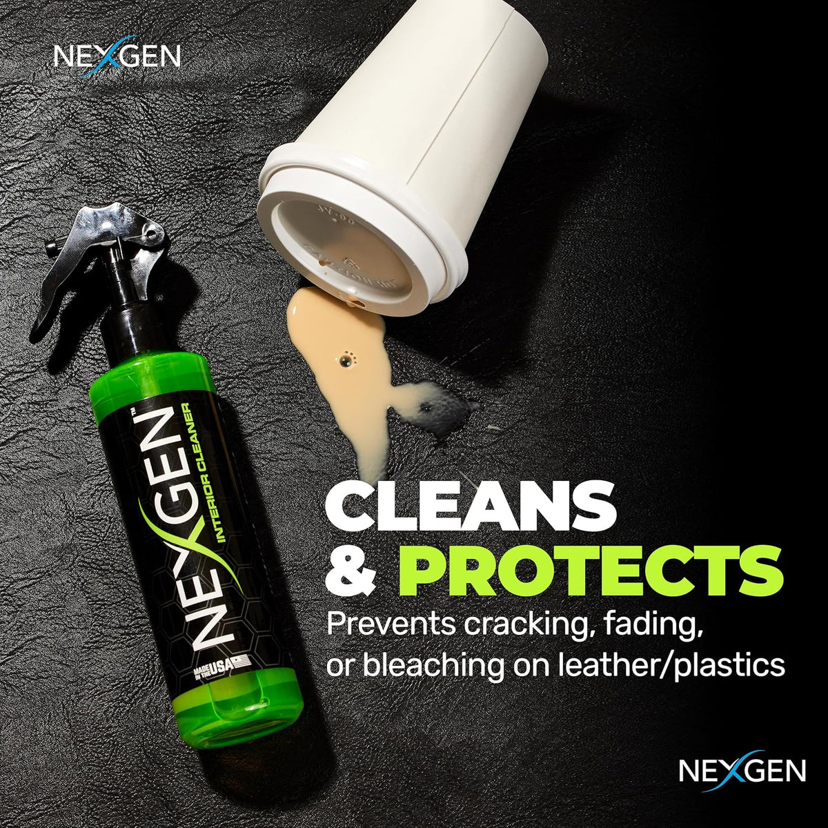 Nexgen Interior Cleaner (8oz) - UV Protection & Residue-Free Professional Finish - On-The-Go Car Detailing - Car Cleaning Supplies - for Leather, Dash, Glass & Upholstery