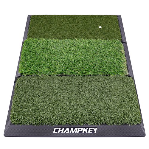 CHAMPKEY Professional Tri-Turf Golf Hitting Mat | Heavy Duty Rubber Backing Practice Mat Ideal for Indoor and Outdoor Training