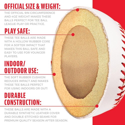 Franklin Sports Soft-Strike Teeball - Official Size & Weight - Safe Hollow Rubber Core - Indoor/Outdoor Use