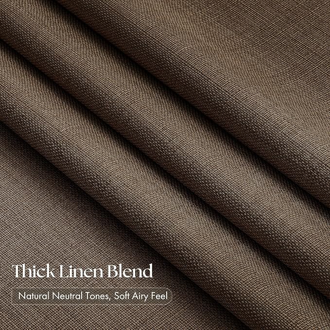 Chocolate Brown Pinch Pleated Linen Curtains 84 Inches Long