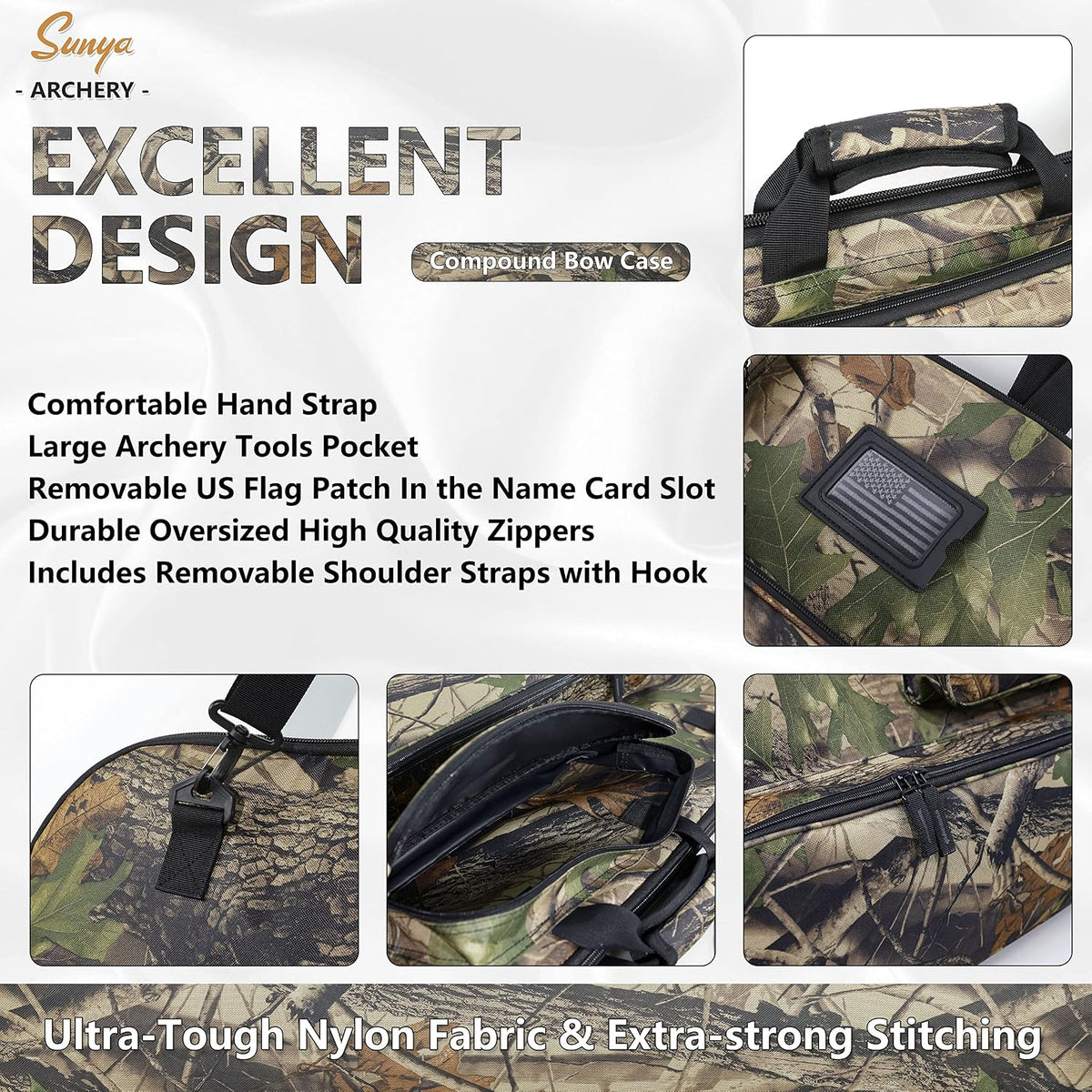 SUNYA Compound Bow Case with Molle System - Neoprene Bow String Protection & Padded Shoulder Sling - Soft Carrying Case for Archery Accessories, Equipment