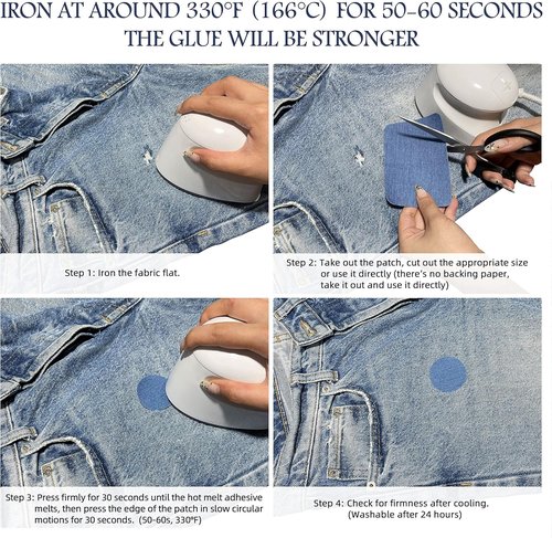 KING MOUNTAIN Iron-On Repair Patches - 20 Pack Denim Patches for Jeans | 3" x 4.25", 100% Cotton
